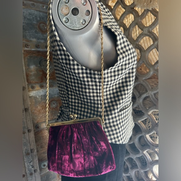 Vintage Velvet clutch crossbody purse - Picture 2 of 5